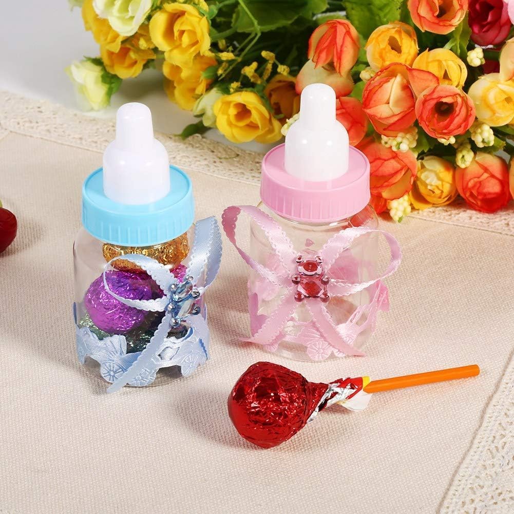 Pack of 50 Feeder Style Candy Bottles for Baby Shower, Mini Party Favors Fillable Candy Gift Box for Boy Girl Newborn Infant Baptist Christening Birthday Party Decoration (Blue) – Bild 8