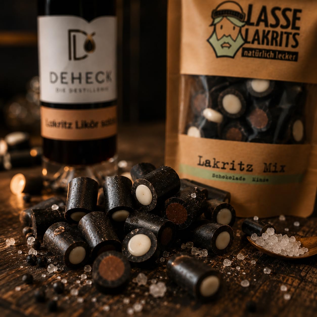 Lakritz Geschenk Set | 2 x Lakritzlikör salzig + LASSE Lakritz-Mischung – Bild 4