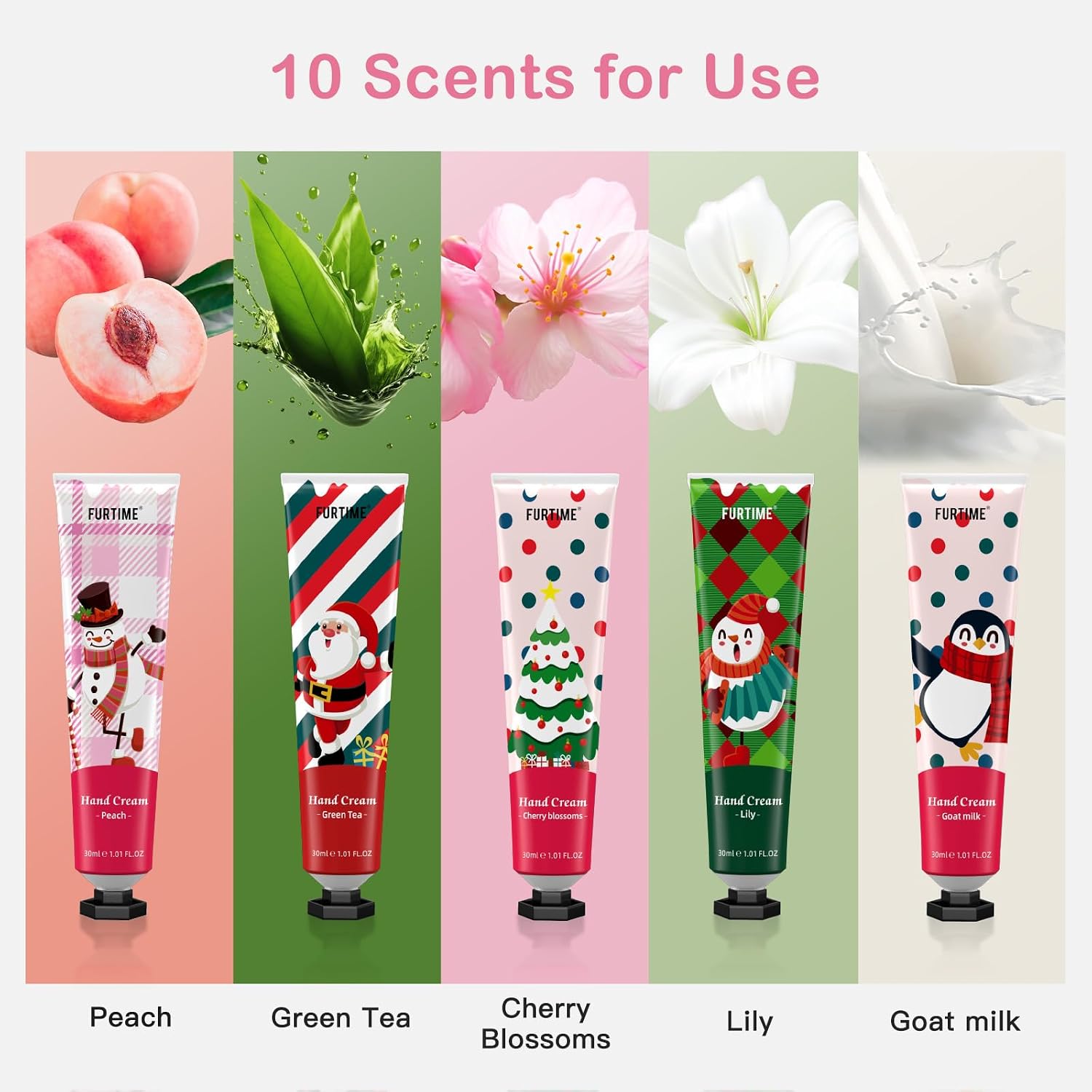 FURTIME Hand Cream Mini Set, 10 Pieces Hand Cream Mini Christmas for Very Dry Hands, Christmas Gifts, Small Thank You Gifts for Women, Men, Colleagues, Child – Bild 2