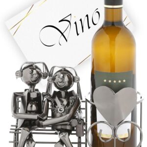 Nordstern Metal Bottle Holder for Lovers – Wedding Gift Wine Bottle Holder Couple – Gift for Wedding, Silver Wedding or Gold Anniversary