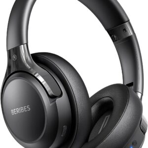 BERIBES Wireless Bluetooth Headphones Over Ear, 65 Hours, with 6 EQ Modes, HiFi Stereo, Built-in Microphone, Foldable Wireless Headphones for Mobile Phones/iPad/Laptops/PC, Black