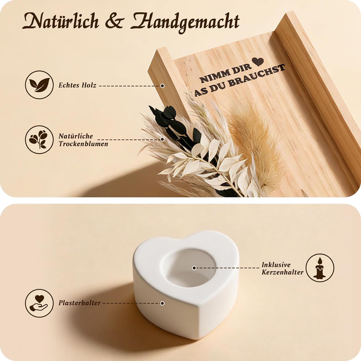 Gifts for Women, Candle Gift for Girlfriend, Best Friends, Candle Set with Candle Holder, Wooden Box, Dry Flowers for Mother, Sister, Grandma, Birthday Gift for Girls (Candle Gift Box-1) – Bild 6