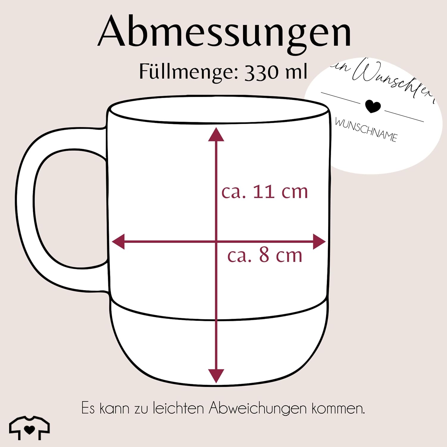 Mug Coaster Cork – Name of Your Choice – Design Yourself Personalised Gifts Girlfriend Sister Mum – 330 ml – Matt White – Printed with Your Text Personalised – Bild 3