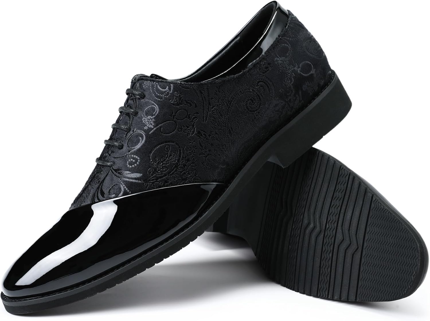 YFFUSHI Men's Jacquard Leather Shoes Elegant Suit Shoes Velvet Business Shoes Wedding Tuxedo for Men – Bild 5