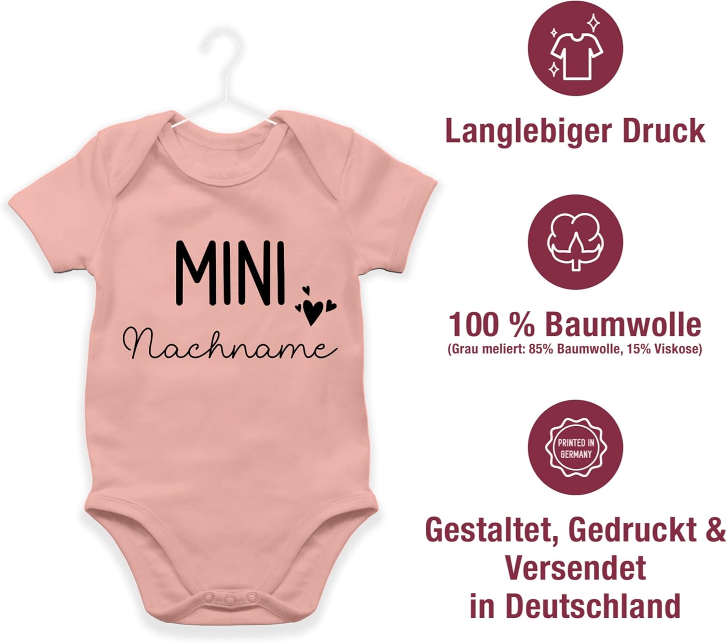 Geschenk mit Namen personalisiert by Shirtracer - Body Boy Girl - Mini Last Name | Pregnancy Announcement Gift Birth Baby – Bild 6