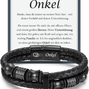 Gifts for Men, Leather Bracelet with Engraving for Dad, Uncle, Gift for Son Brother for Birthday, Christmas, Father's Day, Graduation, Communion