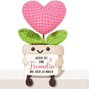 Gifts for Girlfriend, Handmade Crochet Heart Flower with Energy Card, Girlfriend Birthday Gift, Christmas Gift