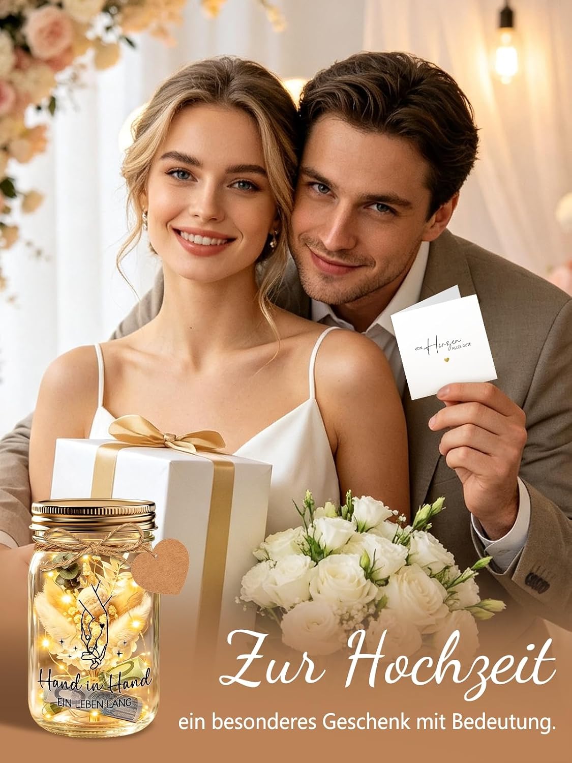 Wedding Gifts for Bride and Groom, LED Bottle Light, Money Gift Wedding, Money Box, Wedding, Personalised Engagement Gift for Both, Wedding Gift, Money Ideas, Engagement Gift – Bild 3