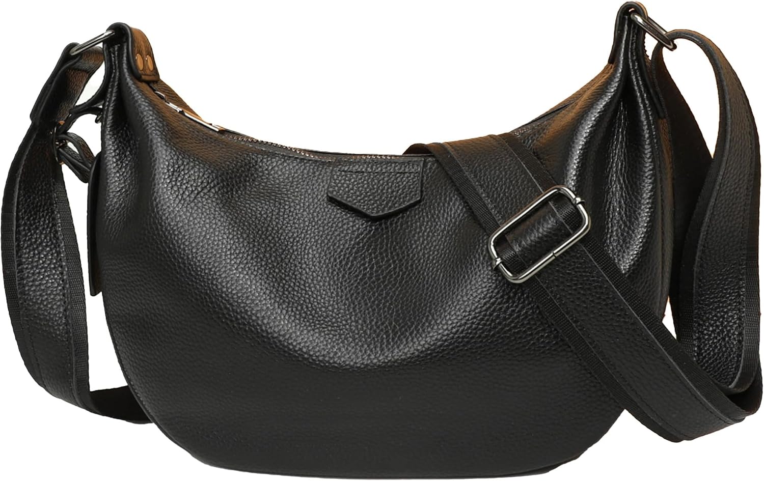 Micmores Genuine Leather Shoulder Bag Women's Medium Crossbody Bag Women's Handbag with Adjustable Shoulder Strap, Fashion Shoulder Bag, Crescent Moon Bag for Work, Travel, Daily Life