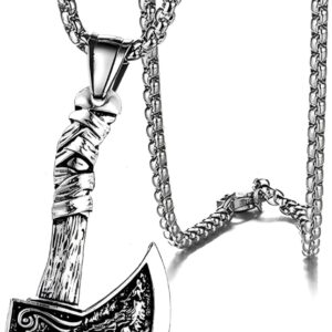 Viking Pirate Jewellery Viking Axe Celtic Wolf Crow Double Sided Axe Pendant – Carnival Decoration, Viking Costume Men, Costume Pirate Women, Jack Sparrow