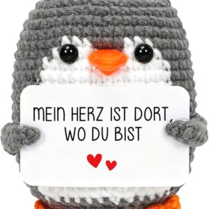HUKUMA I Love You Gifts Positive Penguin, Pocket Hug Penguin Valentine’s Day Gift, Partner and Couple Gifts for Valentine’s Day, Wedding Anniversary, Birthday, Christmas for Him