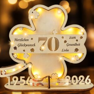 I LOVE MOM 70th Birthday Women Men Clover Lucky 70th Money Gift Birthday Wooden Gifts for 70th Birthday Man Women for Gifts, Weddings, Parties, Birthdays, Anniversaries
