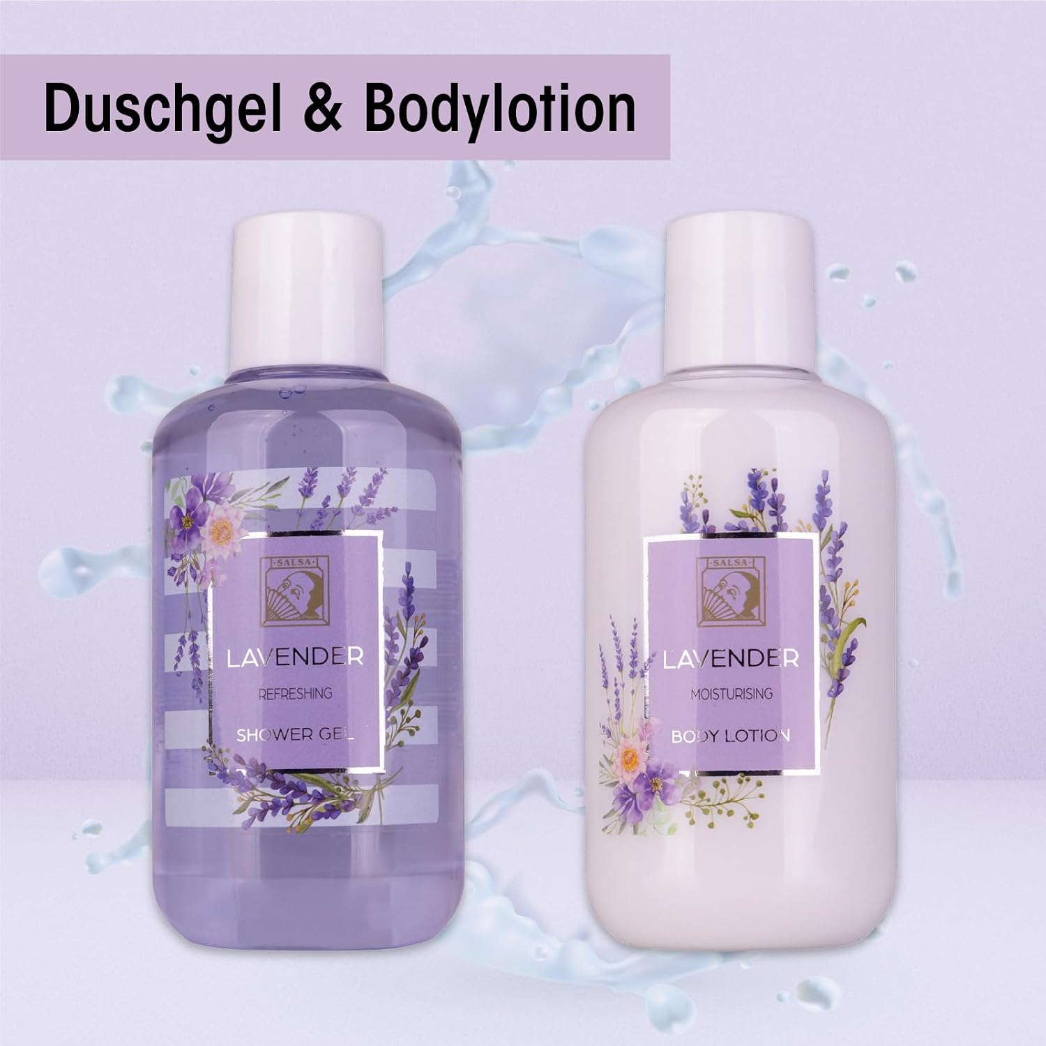 Accentra Shower Set Women Gift Set Lavender in Beautiful Gift Box - 4-Piece Care Set with Shower Gel, Body Lotion, Body Butter and Mesh Sponge - Gift Set for Valentine's Day & Mother's Day – Bild 4