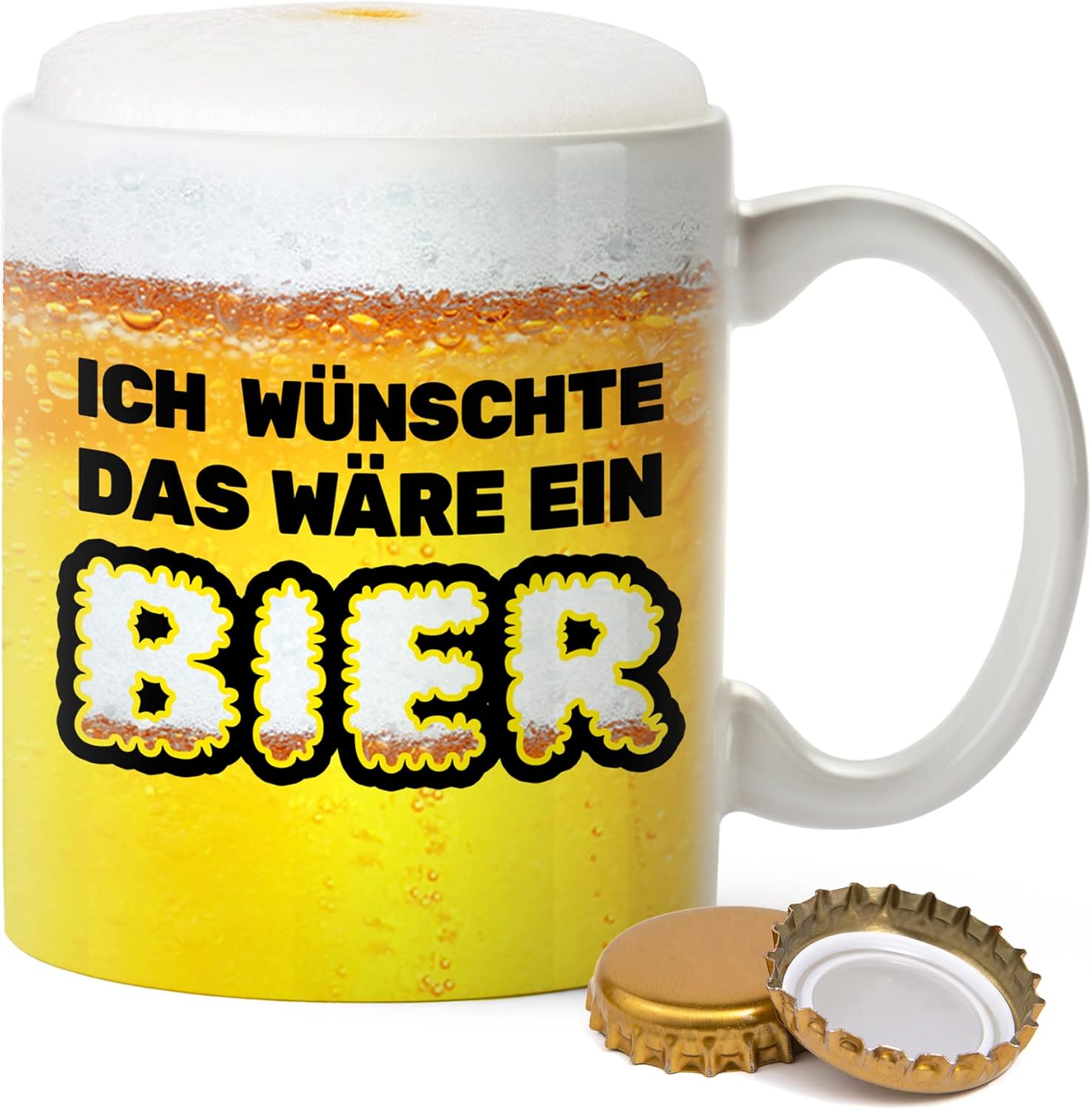 Beer Mug with Saying, Ich wünschte das wäre ein Bier, Funny Mugs, Coffee Mug with Saying, Beer Gifts for Men, 300 ml Coffee Mug, Beer Gift, Tea Cup, Father's Day Gift