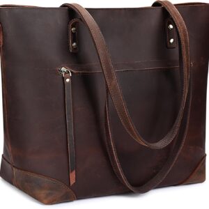 S-ZONE Women’s Shoulder Bag Vintage 3-Way Genuine Leather Laptop Bag Travel Bag Work Bag Purse Handbag Messenger Bag