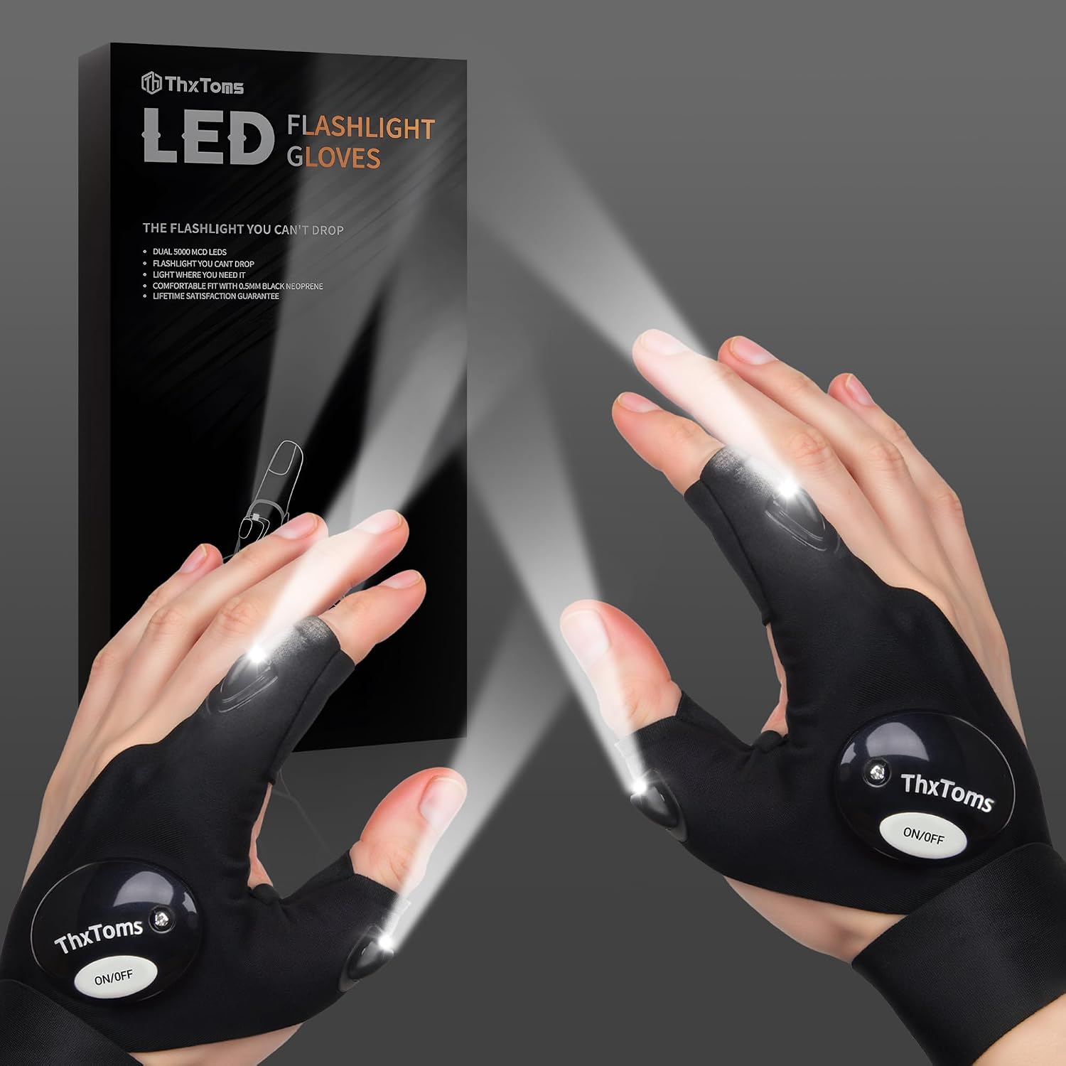 ThxToms Gifts for Men, LED Gloves with Light, Gadgets for Men