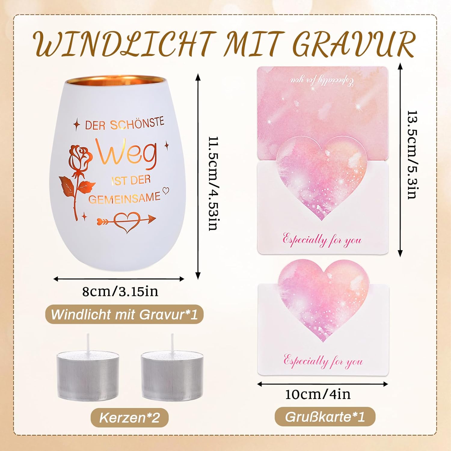 Wedding Gifts Engagement Gift Women Valentine's Day Personalised Anniversary Gift Romantic Lantern Glass with Engraving for Girlfriend Wife Bride and Groom Couple – Bild 7