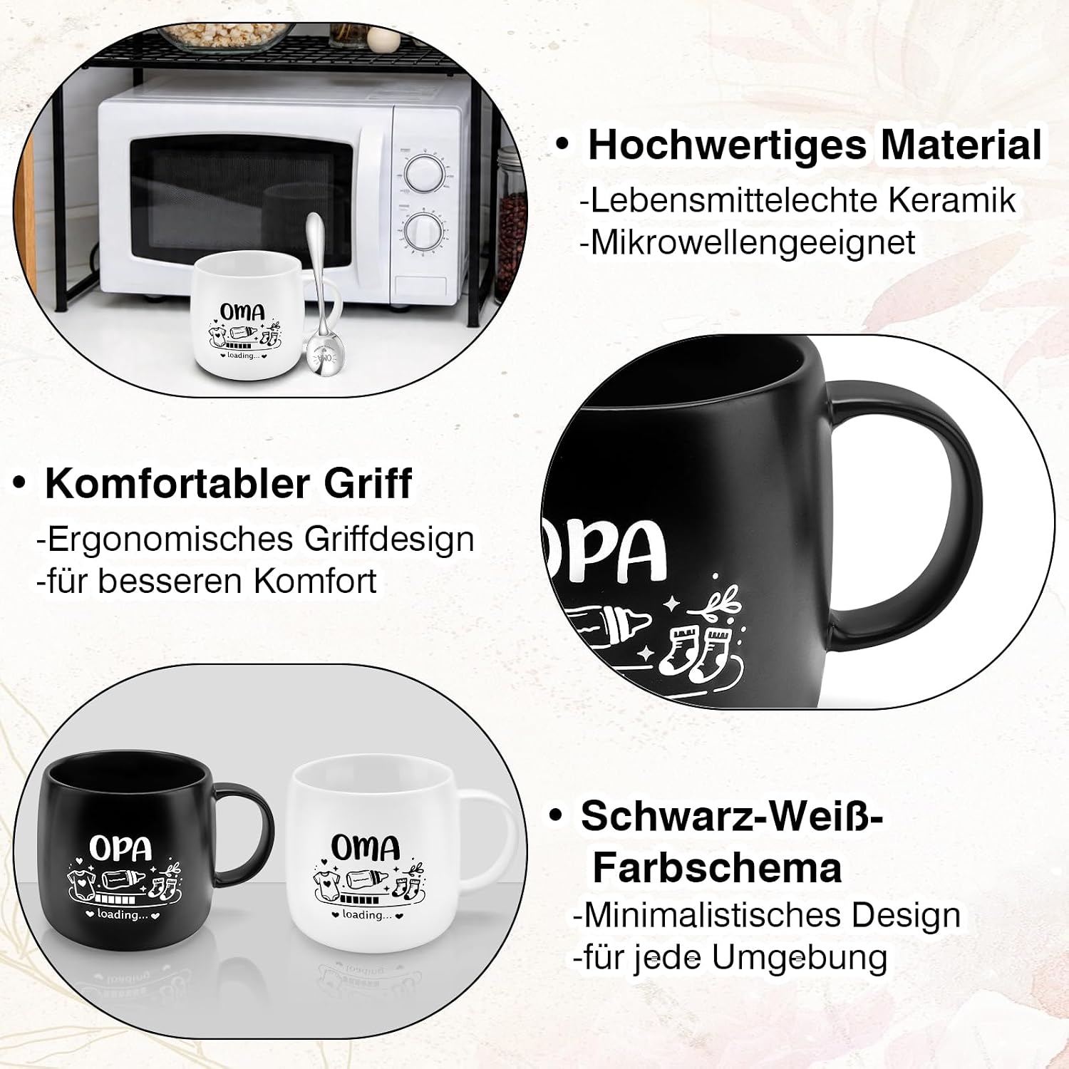 WALLFID Grandma Grandpa Mug with Stainless Steel Spoon, Gift for Expecting Grandparents, Coffee Cup for Pregnancy Announcement, Baby Shower Cup, Birthday Gift (Grandma) – Bild 3