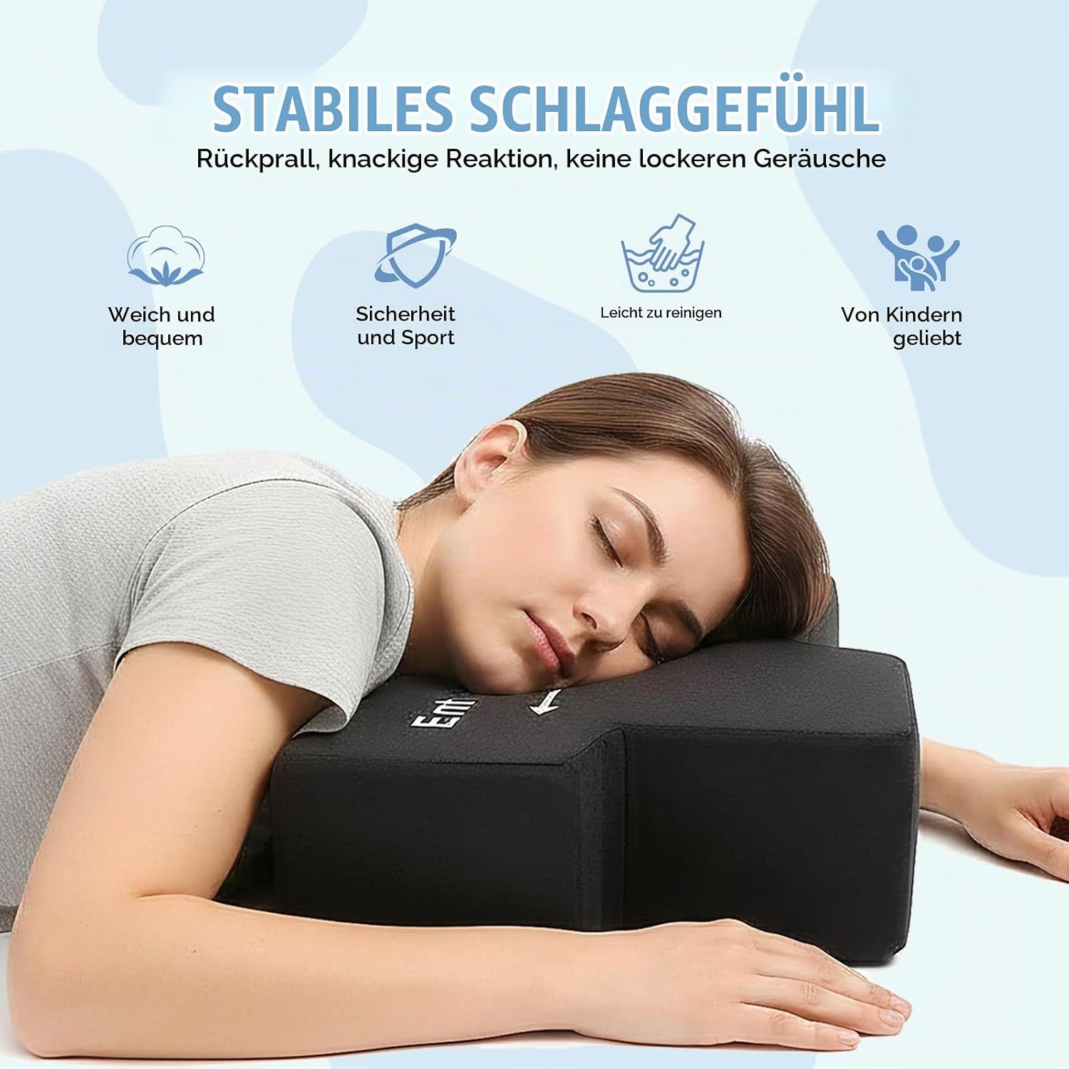 USB Enter Cushion - Giant Enter Button as Anti-Stress Cushion for Office & Gaming, Plug & Play, Desk Comfort Cushion (Black) – Bild 5