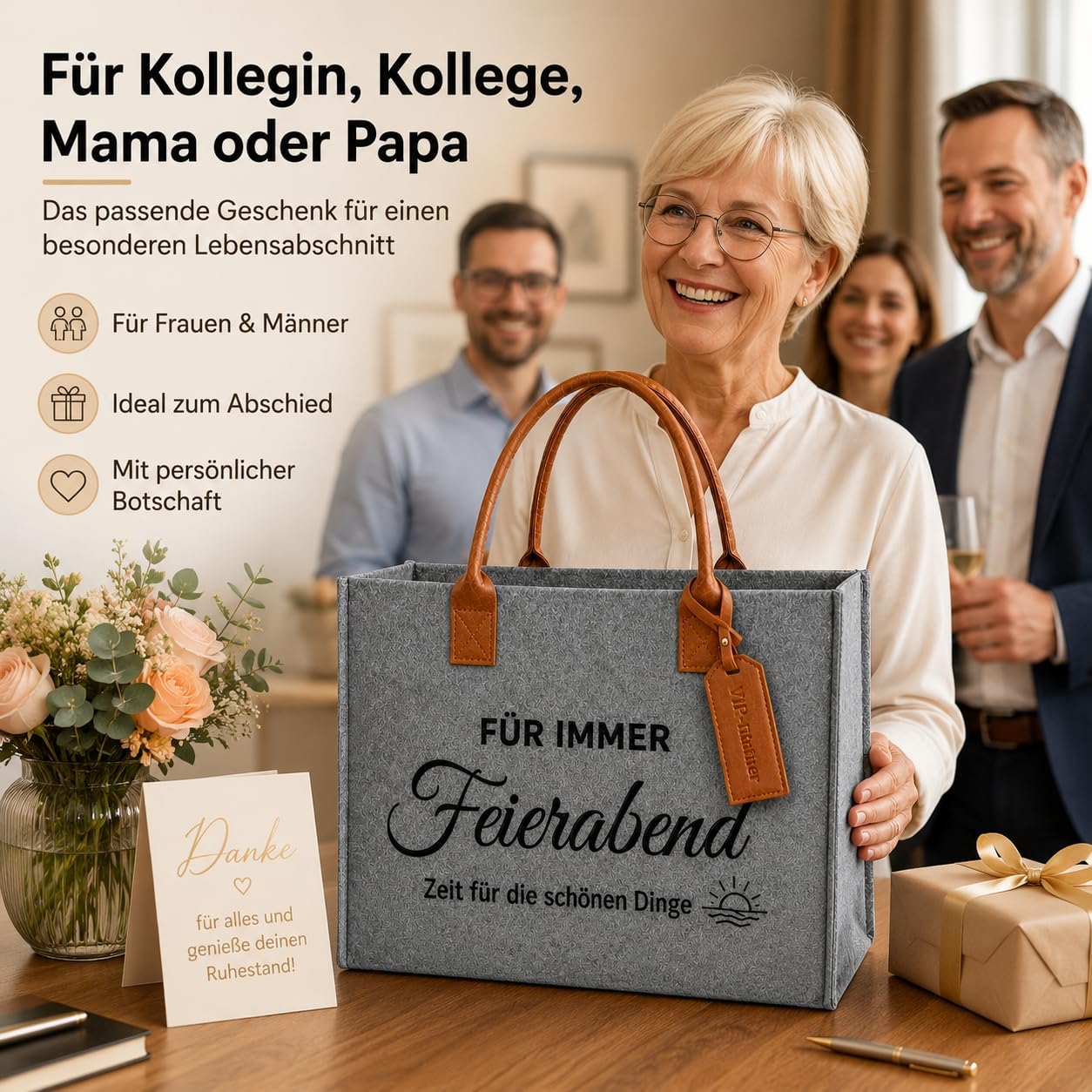 Retirement Gift Felt Bag Forever After Work as a Gift Basket for Retirees Gift Woman & Retirement Gift Woman for Farewell Colleagues – Bild 7