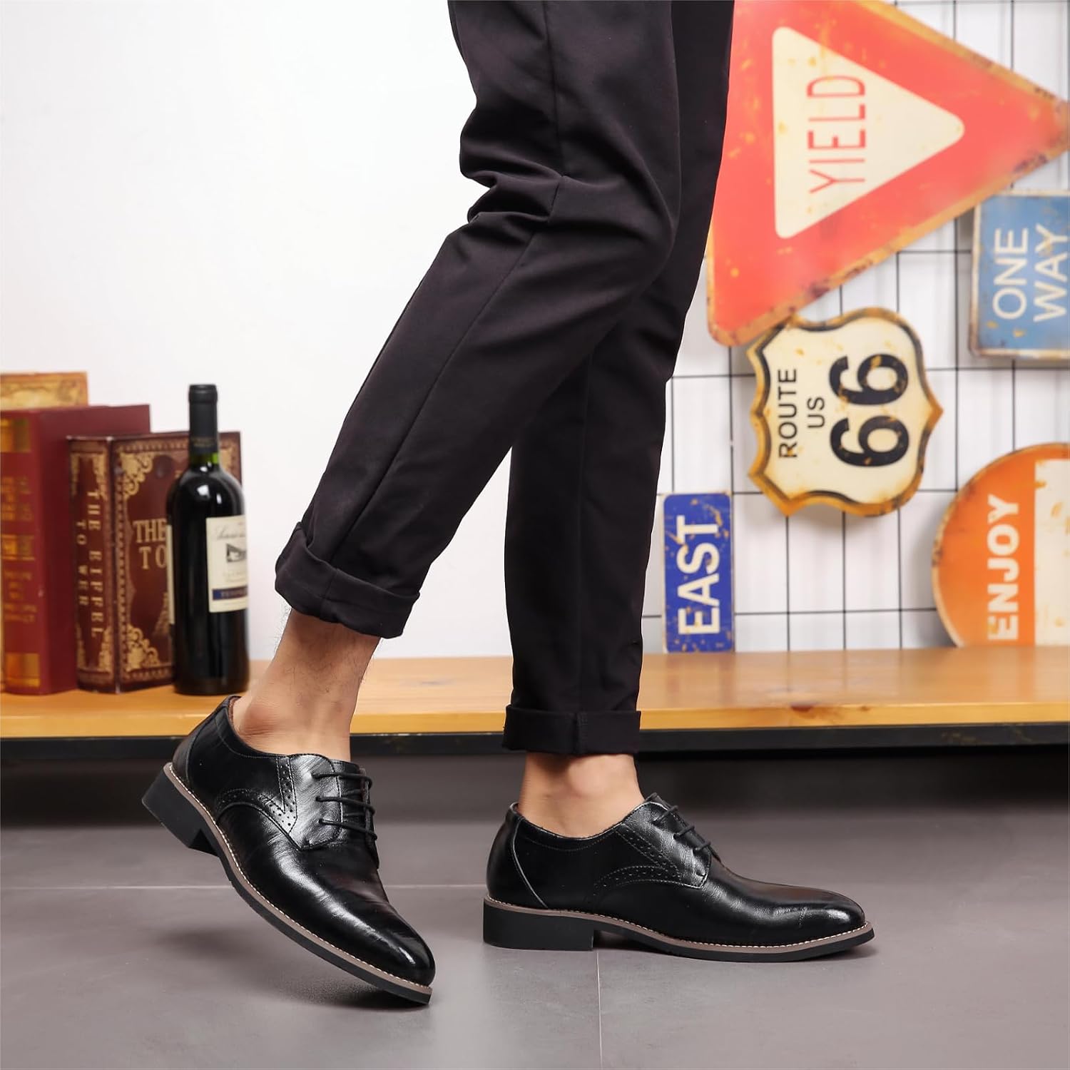 Men's Oxford Derby Shoes Brogues Leather Shoes Wedding Shoes Lace Up Shoes Classic Business Lace-Up Shoes Blue Gold Grey Red Black Brown Khaki 37-48 – Bild 3