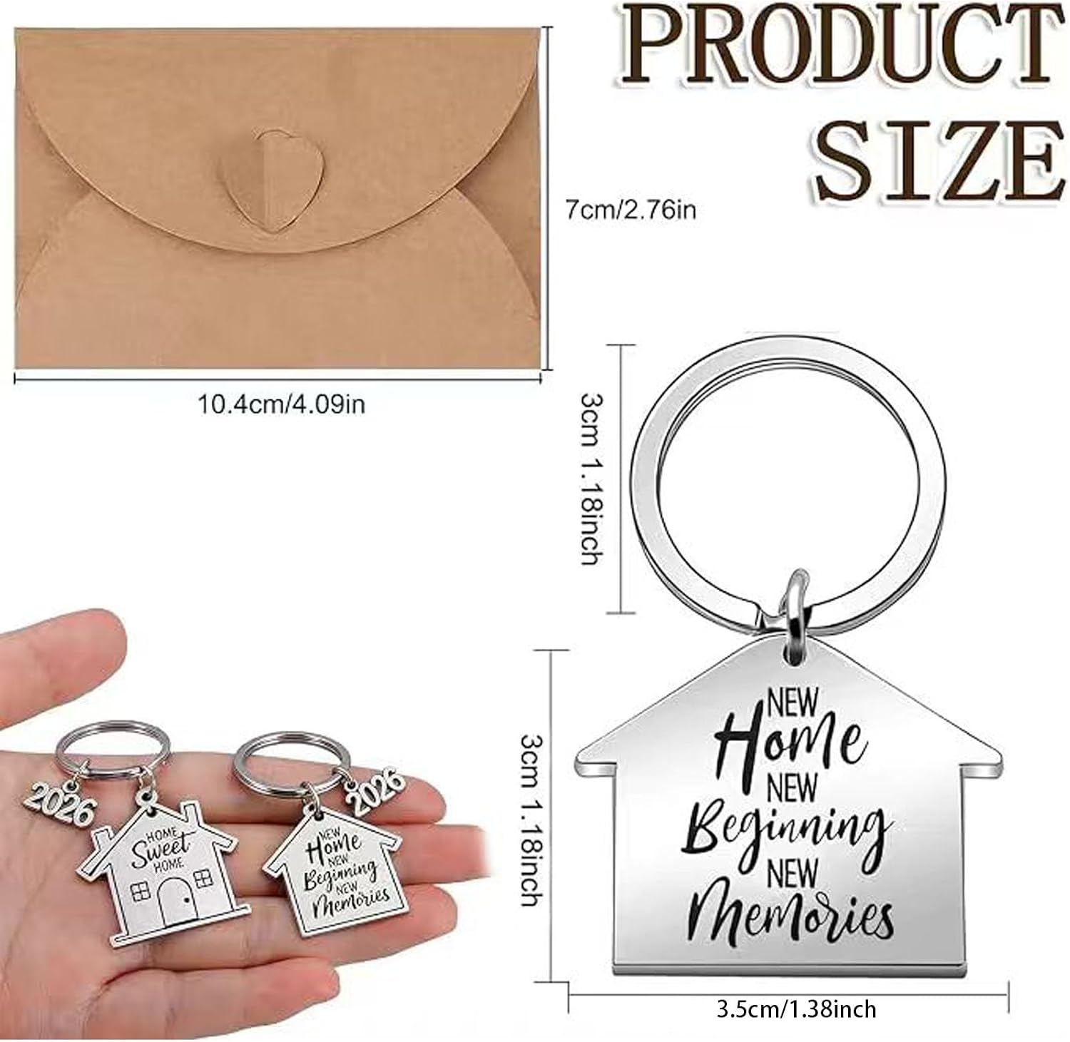 Pack of 2 Home Keyrings with Envelope Gift for Housewarming 2026 Housewarming Gifts Apartment New Home Gift Key Chain for New Home Buying and Moving – Bild 2