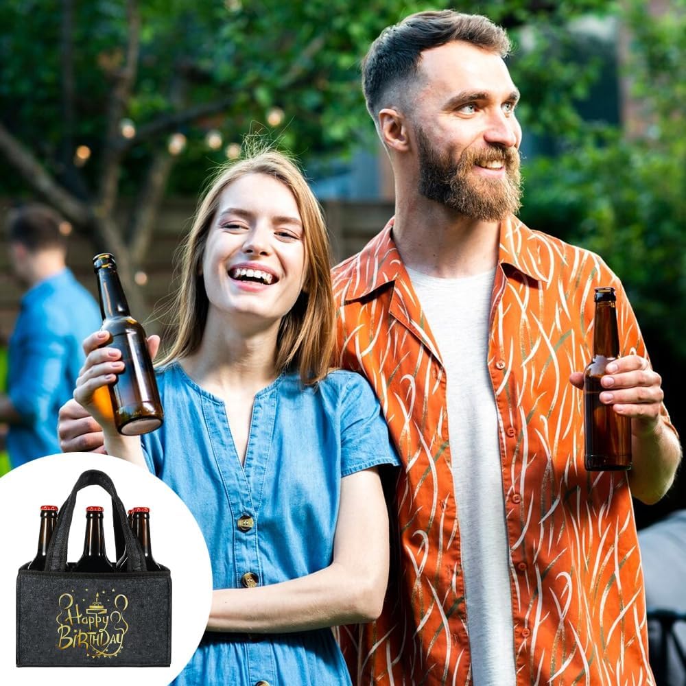 Senken Happy Birthday Men's Handbag Beer, Birthday Decoration, Beer Gifts for Men, Birthday Gift, Men's Gifts, Funny Gifts for Men, 6 Bottle Carriers – Bild 4