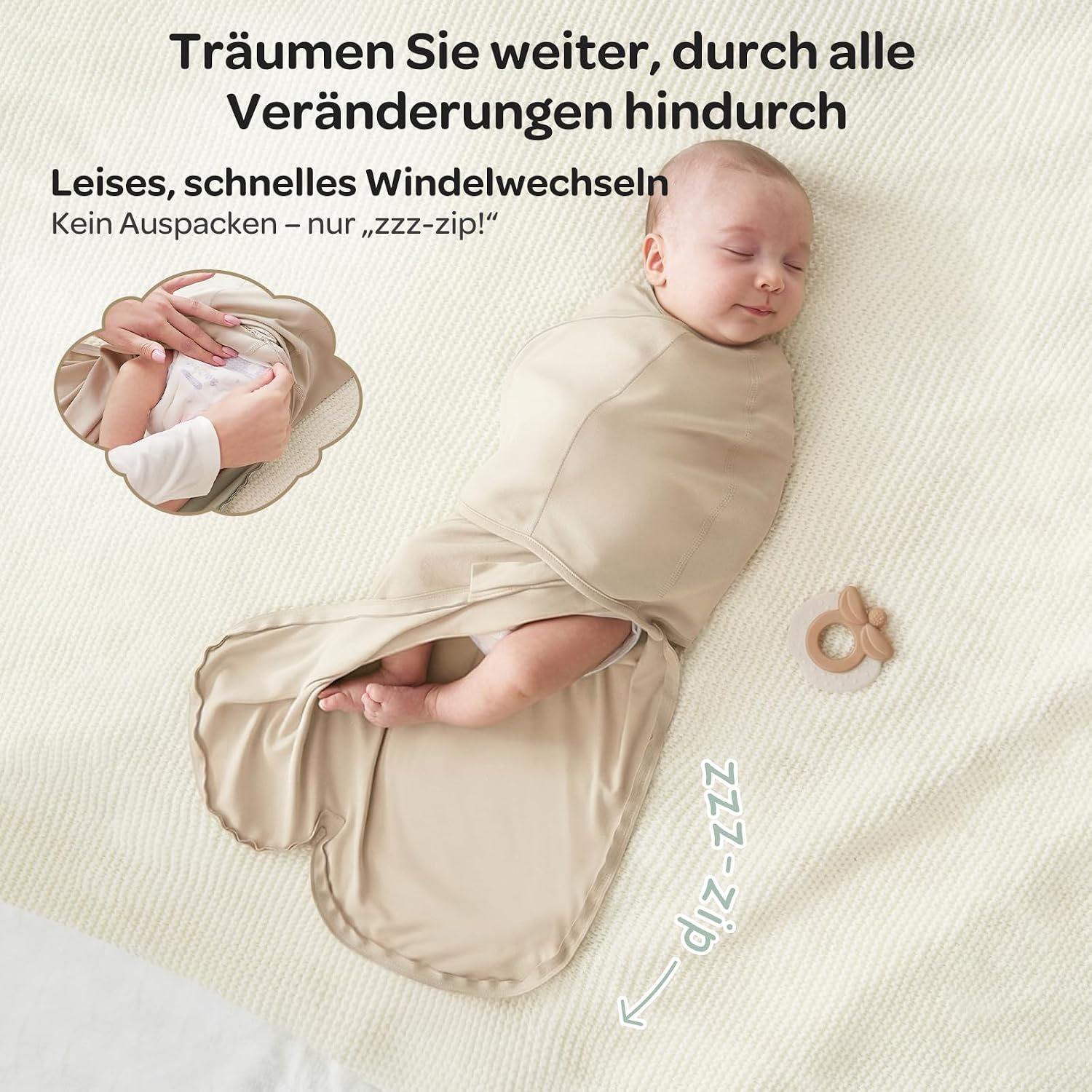 Momcozy Baby Swaddling Bag 0-3 Months Bamboo, Pack of 2, Khaki and Coffee – Bild 5
