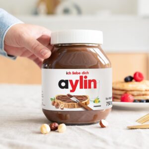 Personalised Nutella Glass - The Highlight for the Breakfast Table Birthday Gift for Men & Women (750 g, Personalised Label)