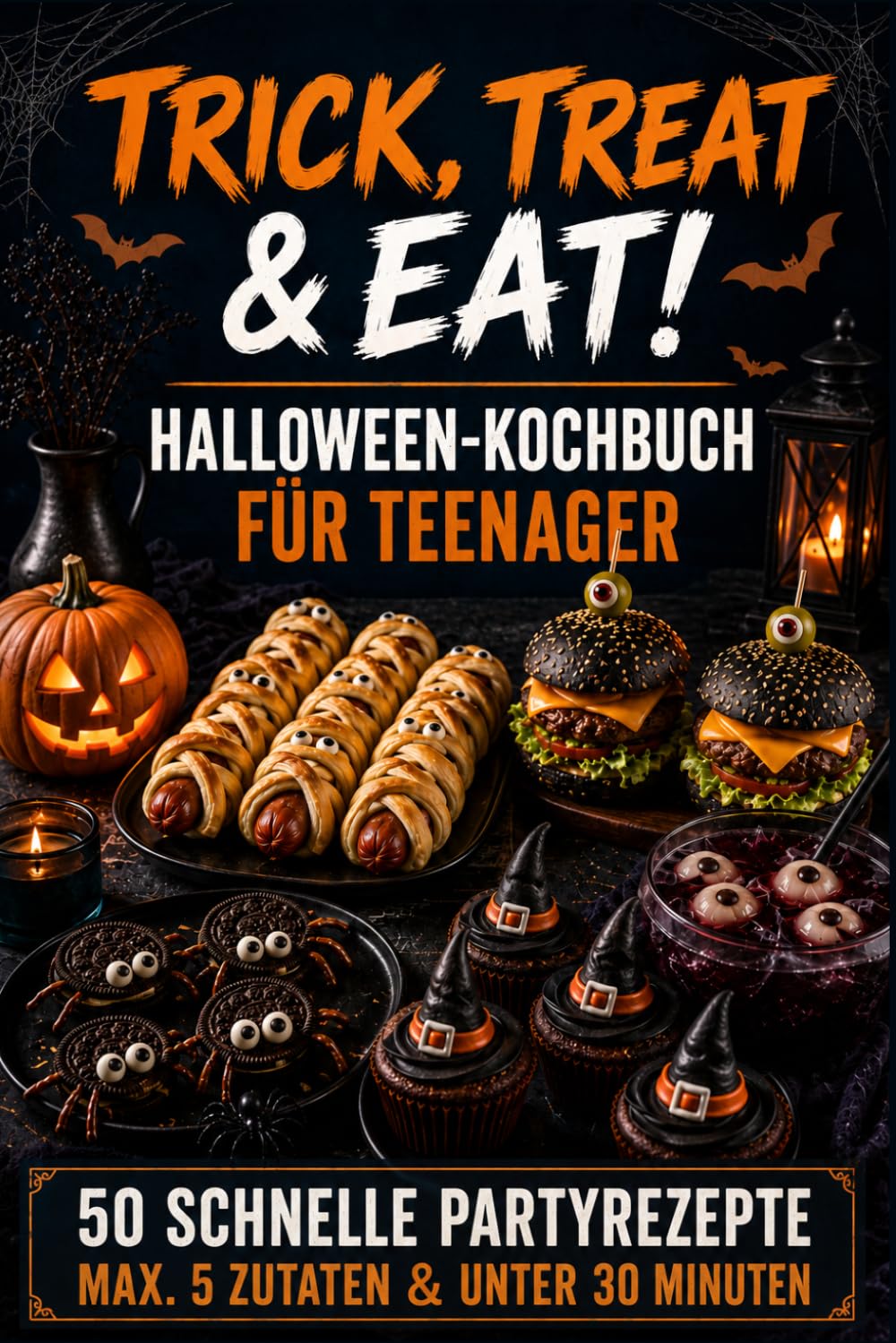 Trick, Treat & Eat! – Das Halloween Kochbuch für Teenager: 50 schnelle Partyrezepte mit maximal 5 Zutaten in unter 30 Minuten – Das perfekte Halloween Geschenk für Teenager
