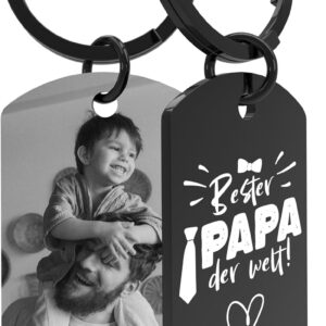 Meinearmbänder Mother's Day Gift, Personalised Keyring with Photo and Engraving, Best Mum in the World, Black/White Picture, Gift for Mum