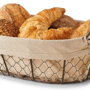 Bread Basket / Fruit Basket with Washable Fabric Insert 30 x 21 x 11 cm