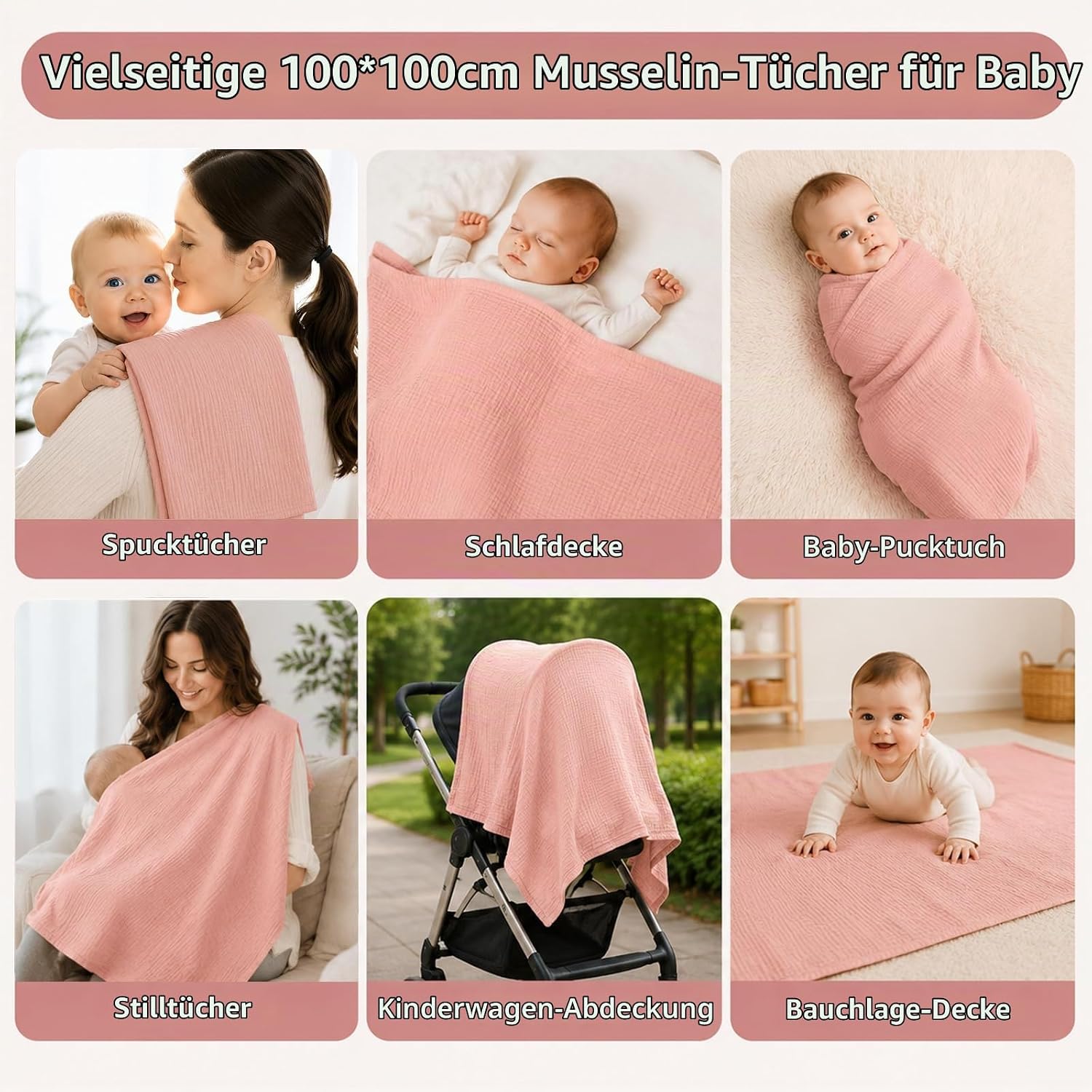 8-in-1 Newborn Gift Set Pink Girl Boy Baby Gift Birth – Bild 4