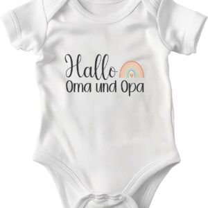 Organic Cotton Unisex Baby Bodysuit Grandma Grandpa Short Sleeve White Romper Baby Shower Gift Baby Shower Slip Collar Soft Onesie for Newborn Babies