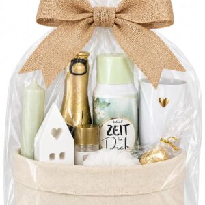 Gift Basket Women with Aromatic Care Shower Bath Gift Set Wellness Small Time Out in Cotton Basket as Gift Girlfriend Relaxation Gift Women Birthday Gift Woman