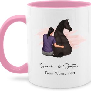 Mug 325 ml – Horses – Woman with Horse I Desired Text I Desired Name Text I Gift Rider – 325 ml – Pink – Gifts for Horse Women Riding Things Horses Horse Mulled Wine Cups Women