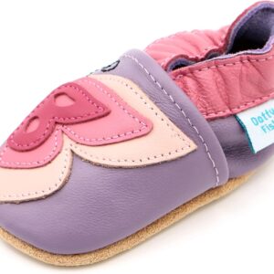 Dotty Fish Soft Leather Baby Shoes, Crawling Shoes, First Walking Shoes with Suede Soles Toddler shoes with flower design for girls. 0 - 6 months to 4 - 5 years.