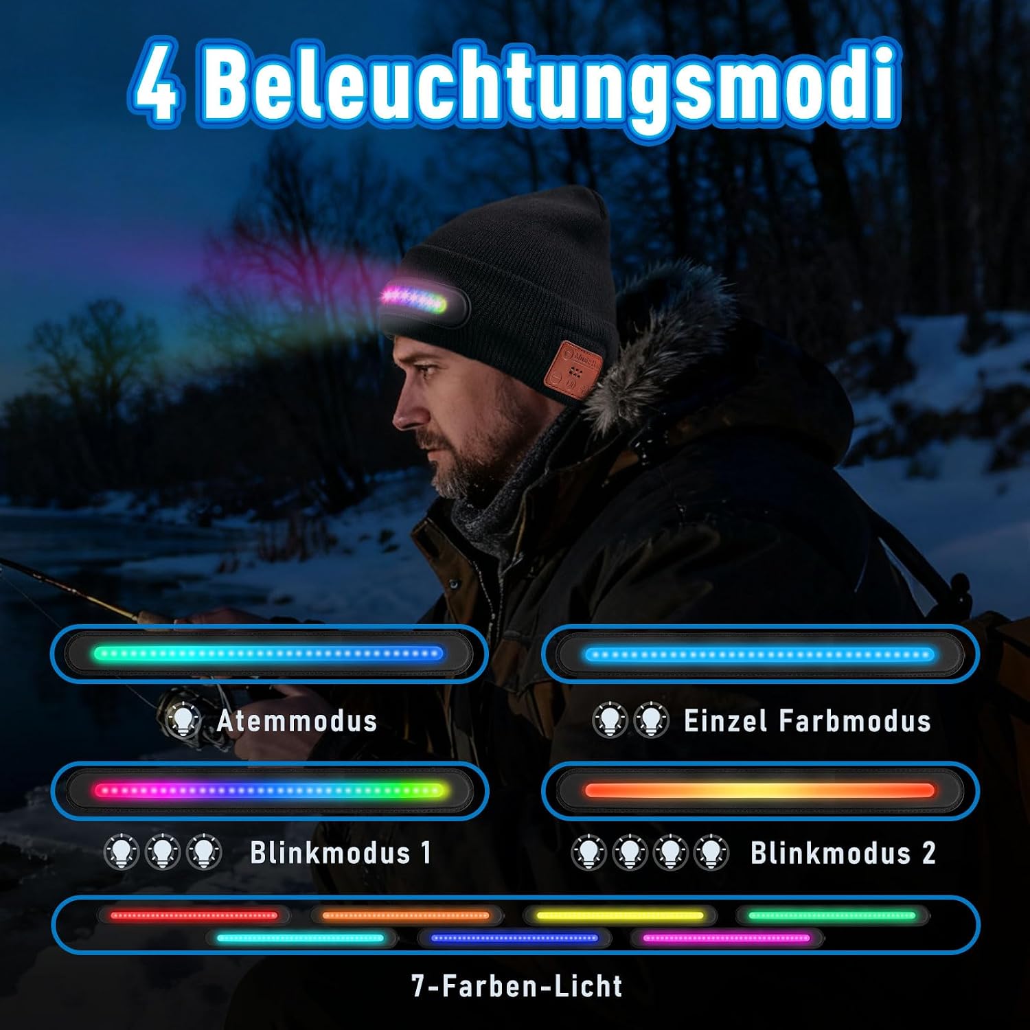 ZOOI Gifts for Men, LED Bluetooth Beanie Hat with Light RGB – Bild 4