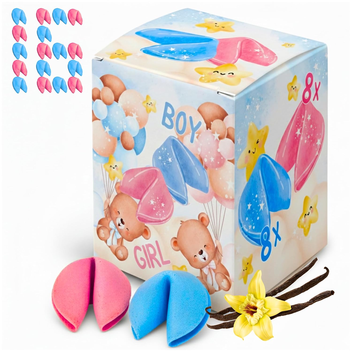 Lucky Cookies Baby Shower & Baby Shower Vanilla Party Favors Pack of 16 96g