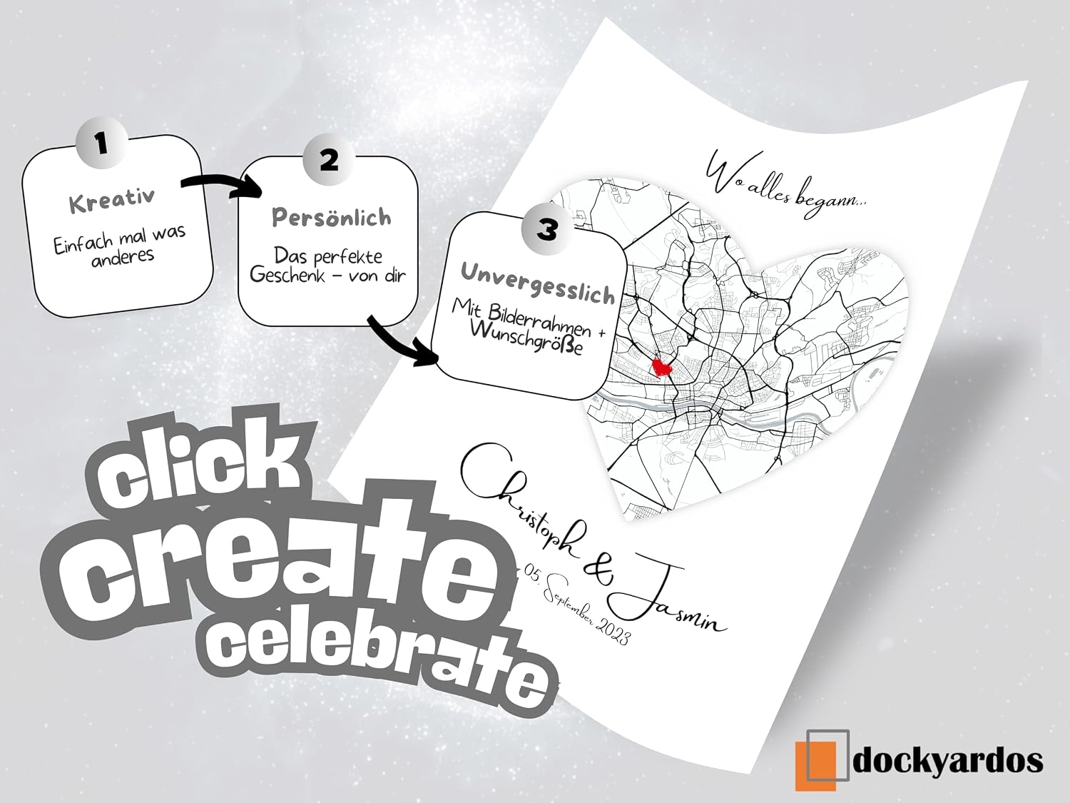 dockyardos Personalised Coordinate Poster "Where Everything began" | Gift for Couples, Girlfriend or Wife | Individual Wall Picture for Anniversary, Valentine's Day & Birthday – Bild 3
