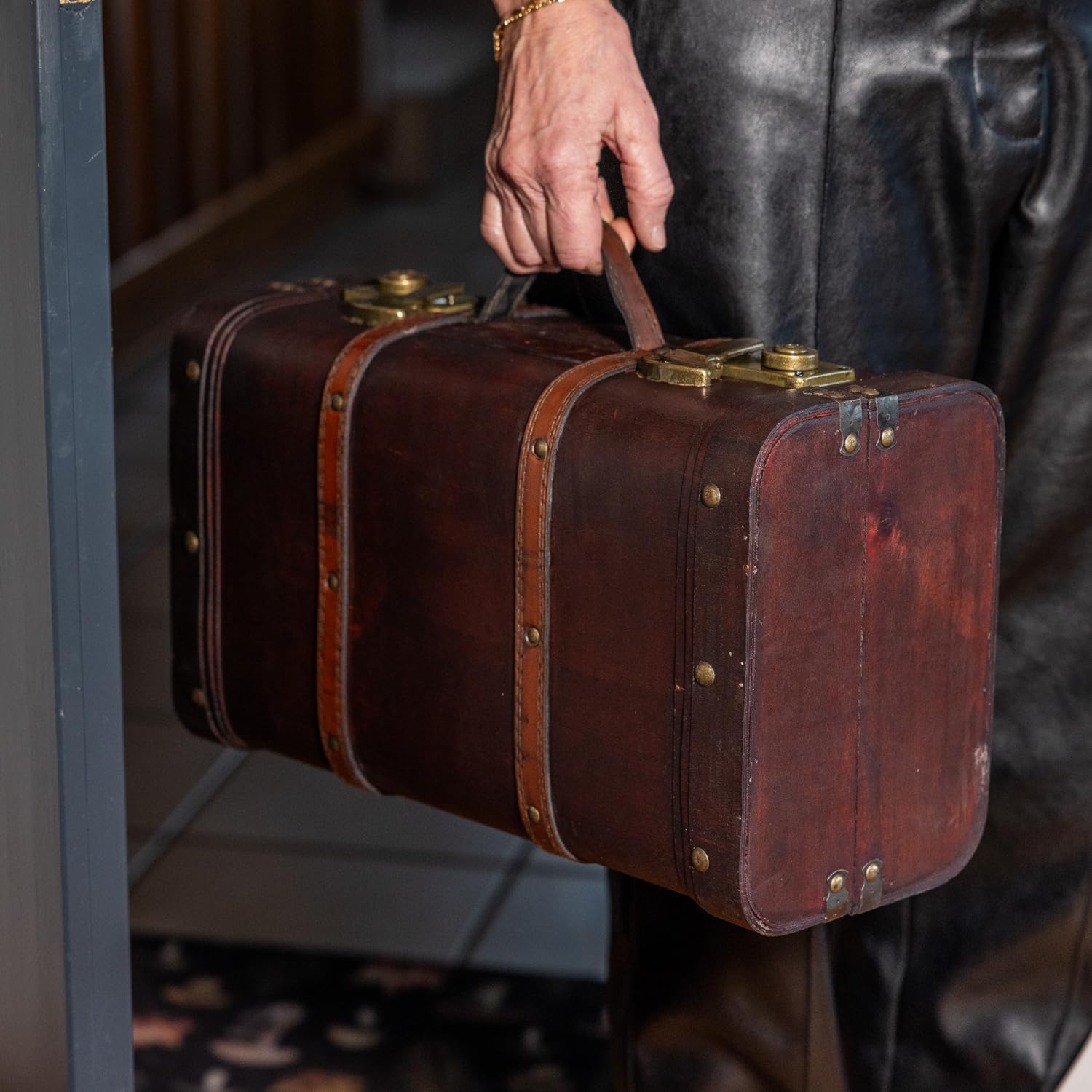 HMF 6412-145 Wooden Treasure Chest Vintage Suitcase, 45 x 30.5 x 20 cm, Large, Peru – Bild 7