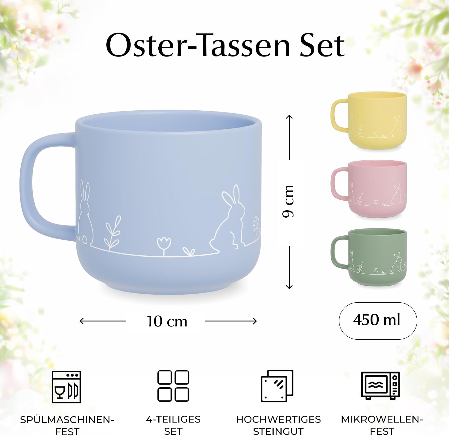 Miamio Easter Coffee Cups/Gift Set Ceramic Cups (450 ml) (Pastel) – Bild 3