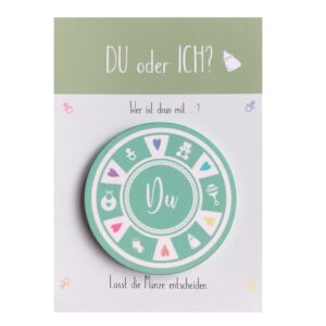 Decision Coin „Ich oder Du“ | Gift for Young Parents & Birth | Funny Poker Chip for Mum & Dad | Parent Decision Aid Baby | Gift Idea Family | Baby Shower Gift