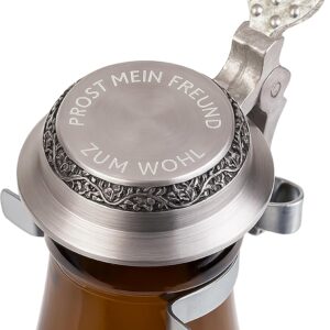 Personalised Tin Lid for Beer Bottles with Desired Engraving - Handmade in Germany - Elegant Pure Pewter Bottle Lid - Gift for Dad, Grandpa & Beer Lovers - Tradition & Quality