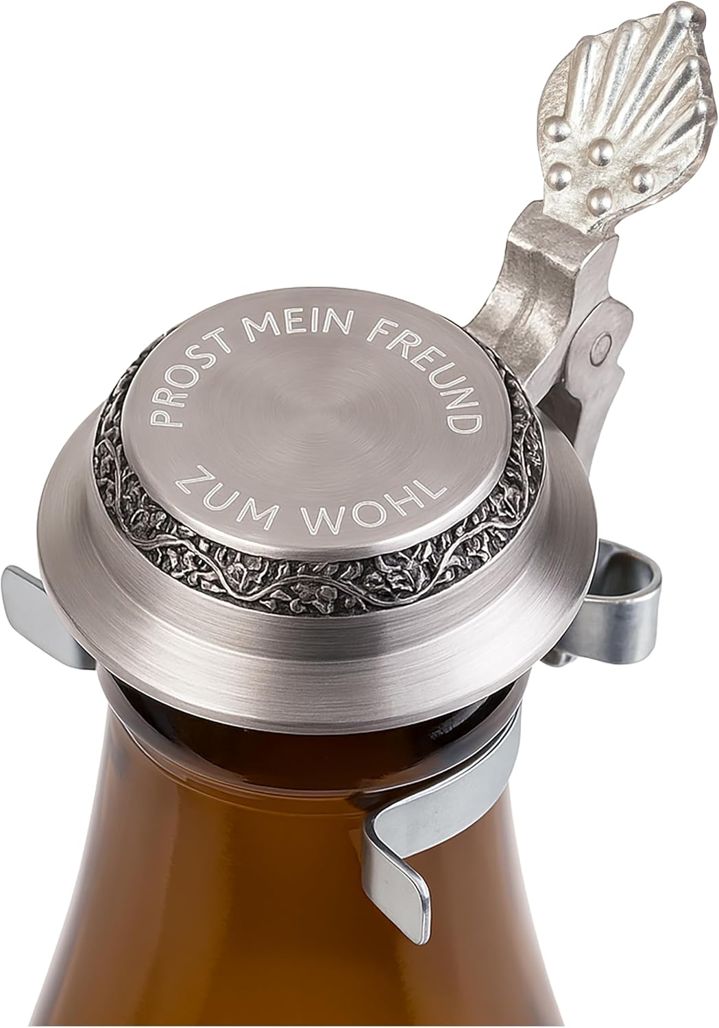 Personalised Tin Lid for Beer Bottles with Desired Engraving - Handmade in Germany - Elegant Pure Pewter Bottle Lid - Gift for Dad, Grandpa & Beer Lovers - Tradition & Quality