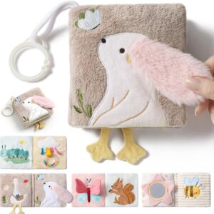 let's make Baby Sensory Fabric Book Baby Toy from 0 3 6 12 Months - Interactive Feel Book Crinkle Book with Mirror Rattle, Pram Toy Baby Gift Boy Girl (Rabbit Fabric Book)