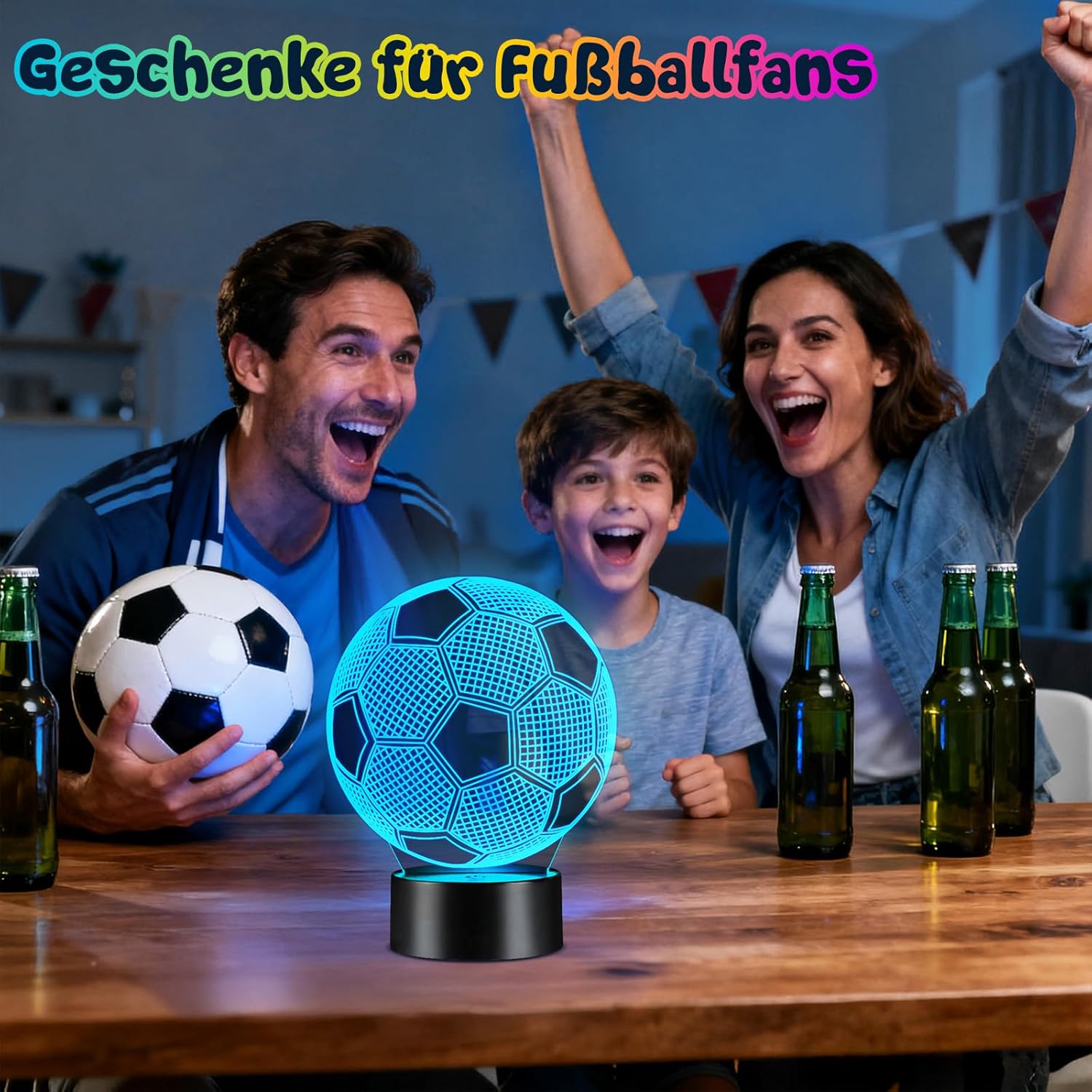 Linkax 3D LED Night Light Optical Illusion Light Illuminating Light Desk Table Light Lamp 7 Color Remote Control with Acrylic Flat & ABS Base & USB Charger – Bild 9