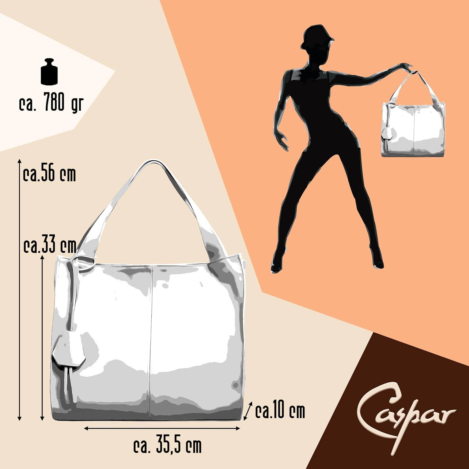 Caspar Large Women's Leather Shoulder Bag XL Shopper with Practical Interior Compartments - Premium Line - Model No.832 - Made in Italy – Bild 6