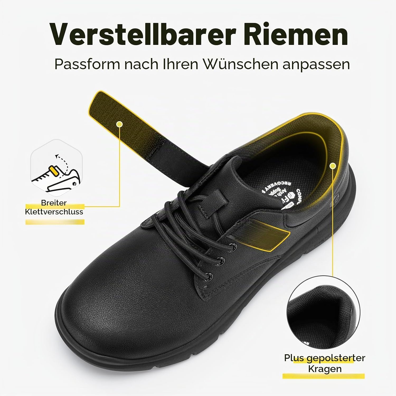 FitVille Extra Wide Men's Health Shoes with Microfibre Leather Business Casual Shoes Adjustable Trainers Comfortable Cushioning Walking Shoes for Wide Feet – Bild 2