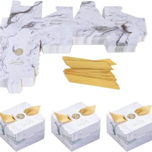 Gift Boxes with Ribbons, Pack of 50 Candy Gift Boxes, Candy Gift Box, Small, Candy Box Wedding, Candy Box for Party, Wedding, Christmas, Halloween, Birthdays (White)